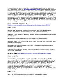 Artificial Intelligence Market Patents and Industry Forecasts to 2017