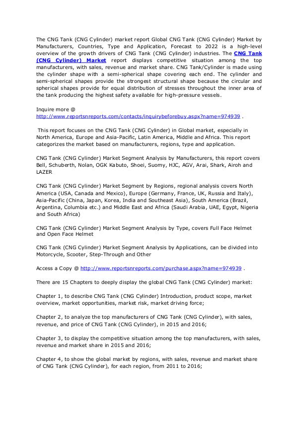 CNG Tank (CNG Cylinder) Market Trends Forecast To 2022 May. 2017