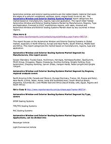 Automotive Window and Exterior Sealing Systems Market Analyse in 2017
