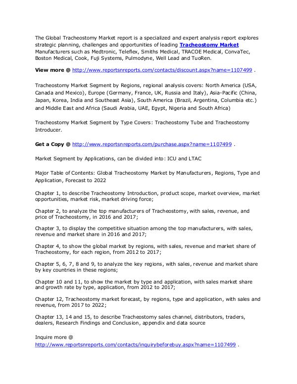 Tracheostomy Market Trends, Revenue and Forecasts till 2022 July. 2017