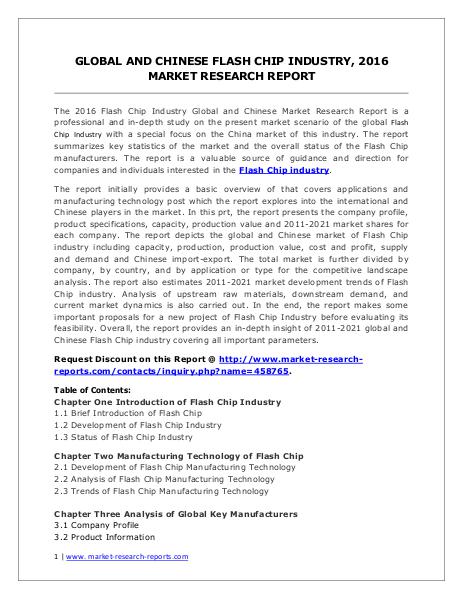 Flash Chip Market Development Trends, Demands and Forecasts 2021 Jun. 2016