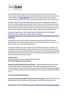 Global Sodium Methoxide Market 2016-2020 Demand Analysis and Forecast