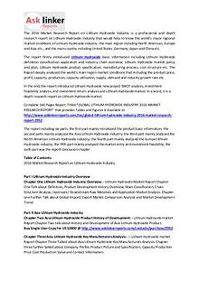 Lithium Hydroxide Market Demand and Industry Trend Forecasts to 2020