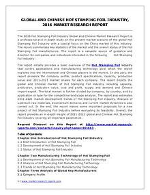 Hot Stamping Foil Market Trend and Industry Development Analysis 2016