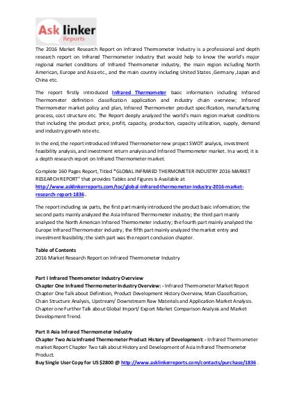 Infrared Thermometer Market Share and Industry Size Forecasts to 2020 Mar. 2016