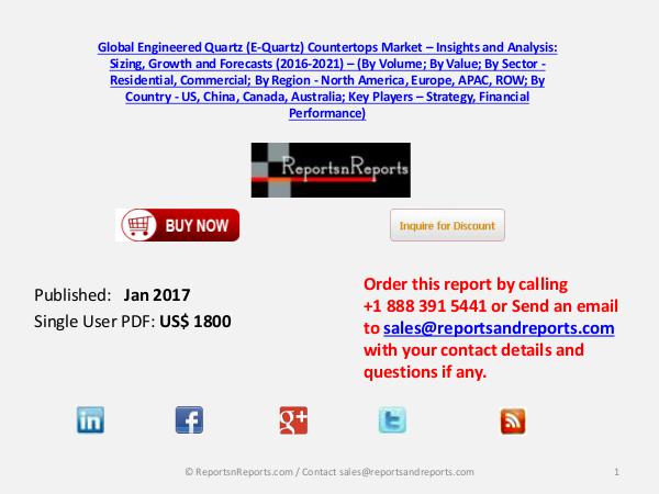 Engineered Quartz (E-Quartz) Countertops Market Jan 2017