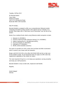 Tasco Sales - Motorola & Zebra Proposal from Barcode Datalink June 2013