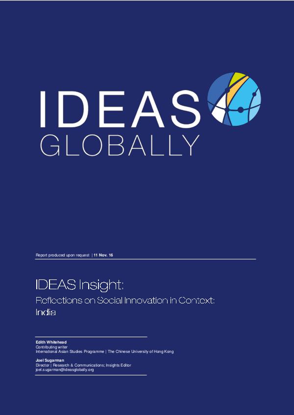 IDEAS Insights Reflections on Social Innovation in Context: India