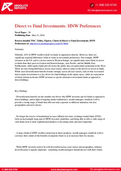 Global High-Net-Worth Preference Report: Direct vs Fund Investment 1