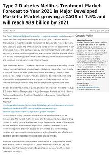 Type 2 Diabetes Mellitus Market Trends to 2021 in Developed Markets