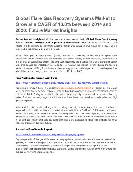 Flare Gas Recovery Systems Market FMI