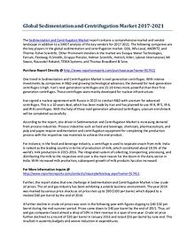 Global Analysis of the Sedimentation and Centrifugation Market