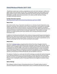 Global Foreacst on the Methanol Market Growth