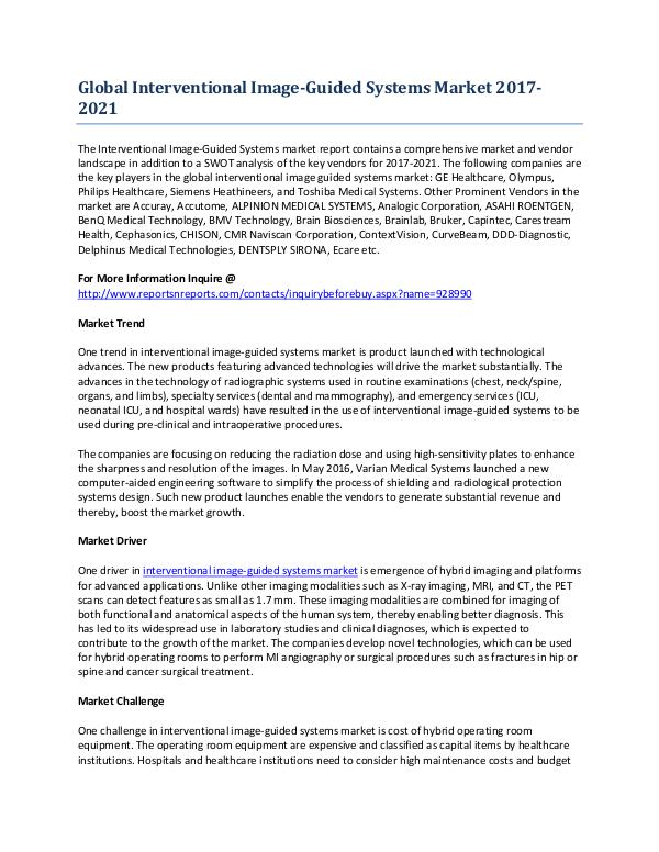 Global Growth Scenario of Interventional Image-Guided Systems Market Mar-2017