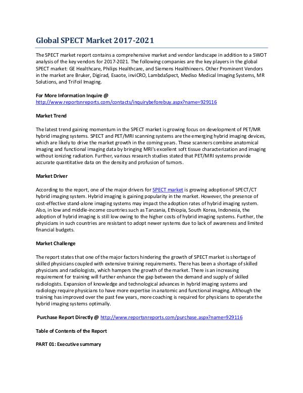 SPECT Market Analysis for Global Growth Mar-2017