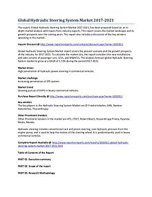 Analysis of Global Hydraulic Steering System Market 2017-2021