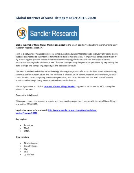 World Internet of Nano Things Market Drivers and Challenges Report 20 World Internet of Nano Things Market Drivers and C