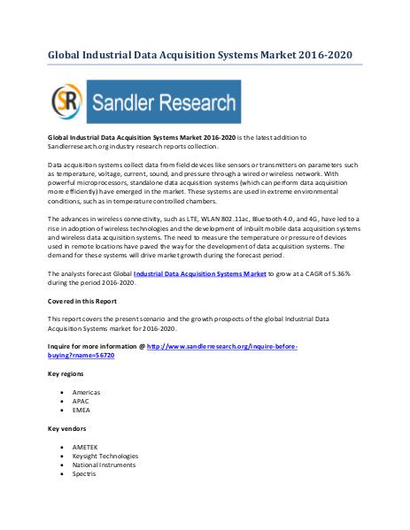 Industrial Data Acquisition Systems Industry to Grow at 5.36% CAGR to Industrial Data Acquisition Systems Industry to Gr