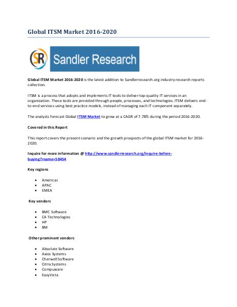 Trends in ITSM Market 2016-2020 Trends in ITSM Market 2016-2020