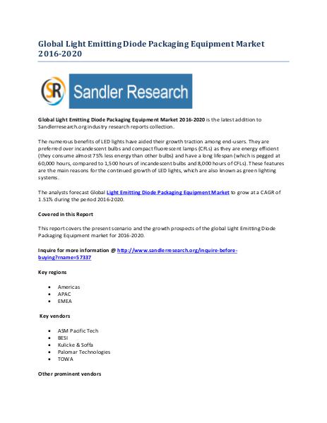 Trends in Light Emitting Diode Packaging Equipment Market 2016-2020 Trends in Light Emitting Diode Packaging Equipment