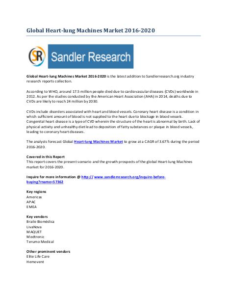 Heart-lung Machines Market 2016-2020 Global Research Report Heart-lung Machines Market 2016-2020 Global Resear