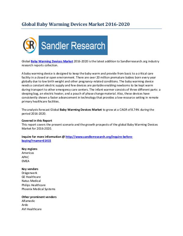 Geographical Analysis of Baby Warming Devices Market Sep-2016