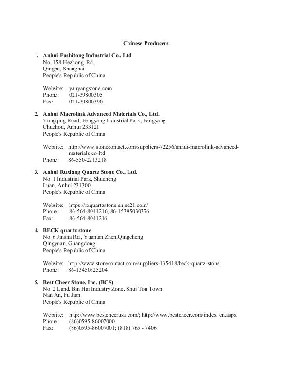 Chinese Quartz-Surface Exporters
