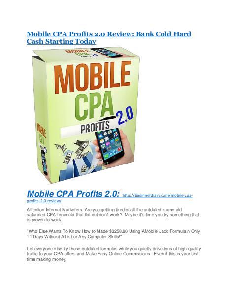 Mobile CPA Profits 2.0 review & massive +100 bonus items