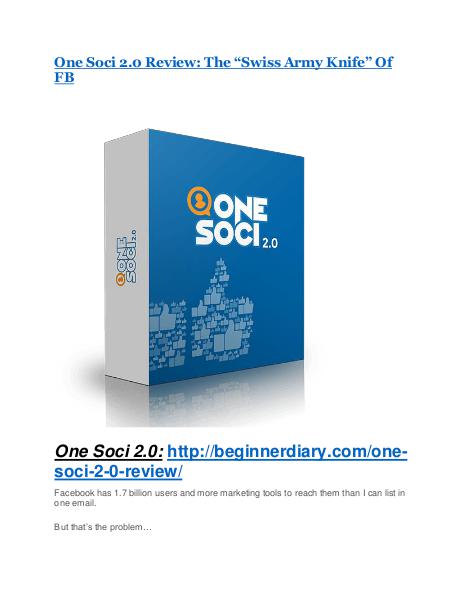 One Soci 2.0 Review – (Truth) of One Soci 2.0 and Bonus One Soci 2.0 Reviews and Bonuses-- One Soci 2.0