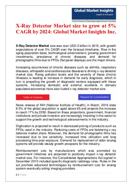 X-RAY DETECTOR MARKET - INDUSTRY ANALYSIS, SIZE, SHARE by 2024 X-RAY DETECTOR MARKET SIZE by 2024