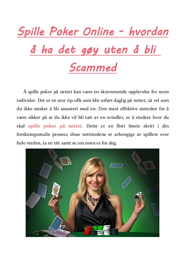 Spille Poker Online - hvordan å ha det gøy uten å bli Scammed Spille Poker Online - hvordan å ha det gøy uten å