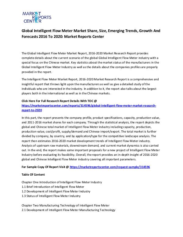 Emerging Research Reports Global Intelligent Flow Meter Market