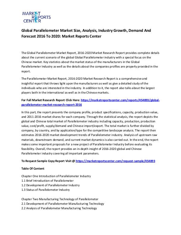 Emerging Research Reports Global Parallelometer Market