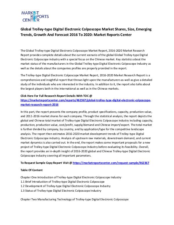 Emerging Research Reports Trolley-type Digital Electronic Colposcope Market