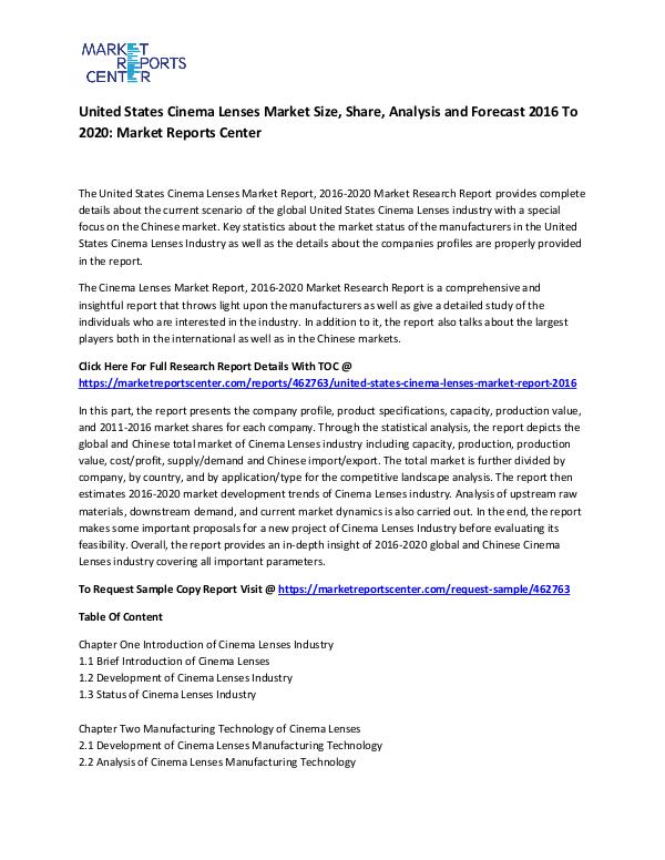 Emerging Research Reports United States Cinema Lenses Market