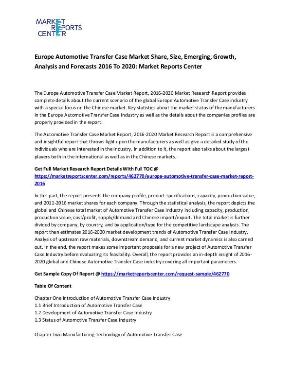 Europe Automotive Transfer Case Market