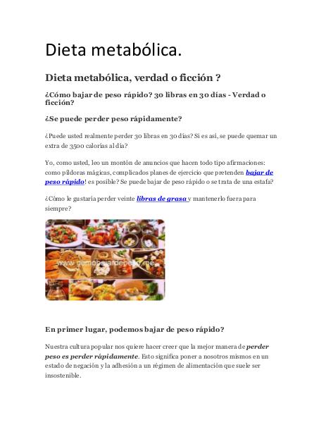 Dieta metabólica. Dieta metabólica.