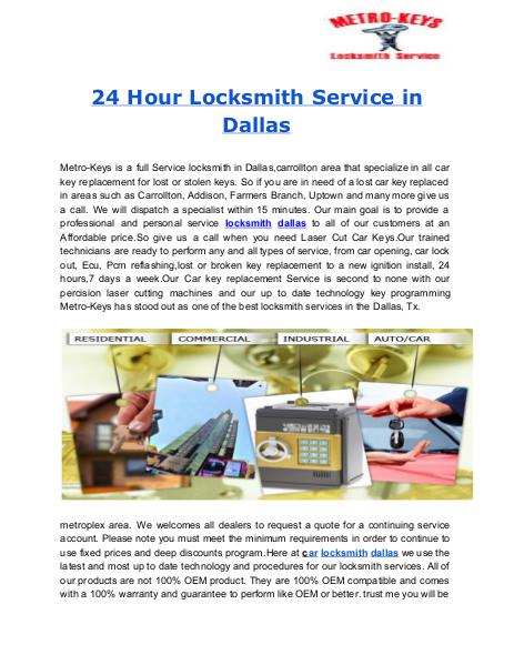 Metro-KeysLocksmithService Sep. 2016