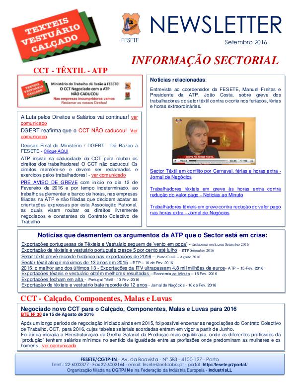 NEWSFESETE actividades sectoriais