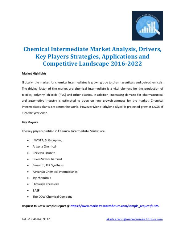 Market Research Future - Premium Research Reports Chemical Intermidiate Market 2016-2022