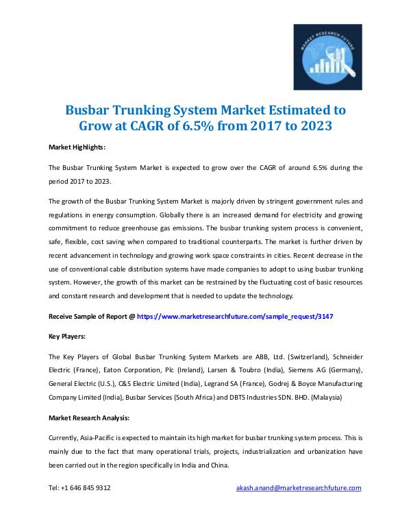 Busbar Trunking System Market 2017-2023