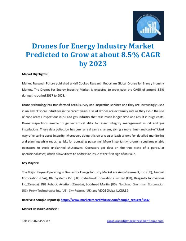 Drones for Energy Industry Market 2017-2023