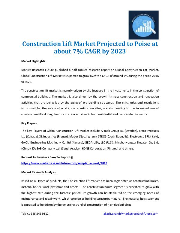 Construction Lift Market 2017-2023