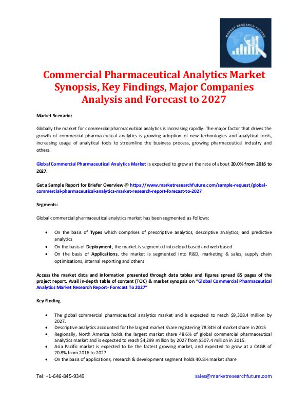 Market Research Future - Premium Research Reports Commercial Pharmaceutical Analytics Market- 2027