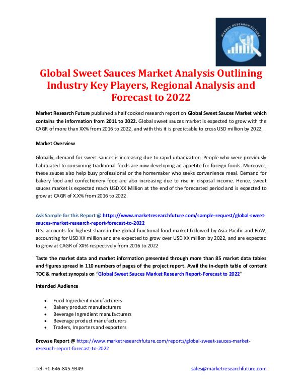 Market Research Future - Premium Research Reports Global Sweet Sauces Market - Forecast to 2022