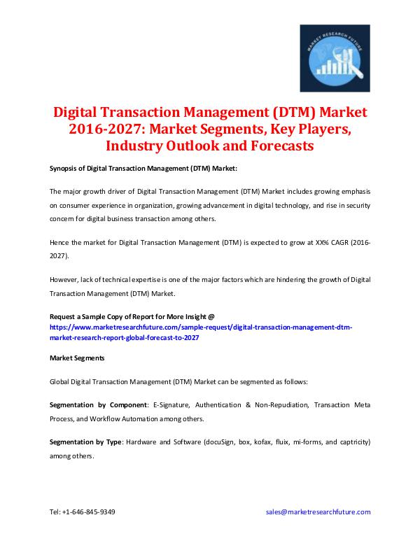 Market Research Future - Premium Research Reports Digital Transaction Management (DTM) Market 2027