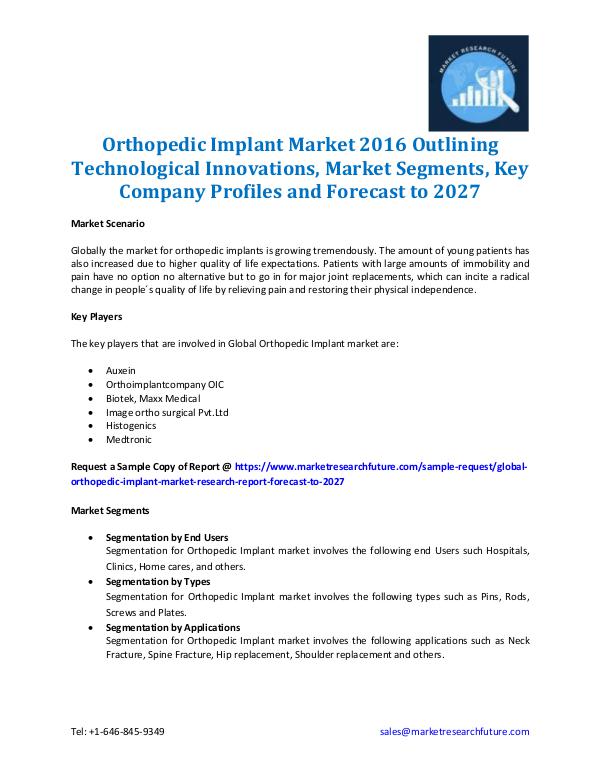 Global Orthopedic Implant Market Analysis 2027