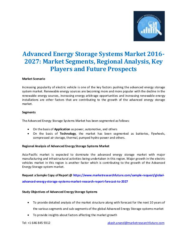 Advanced Energy Storage Systems Market 2016-2027