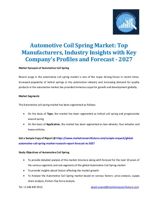 Automotive Coil Spring Market Forecast 2016 2027