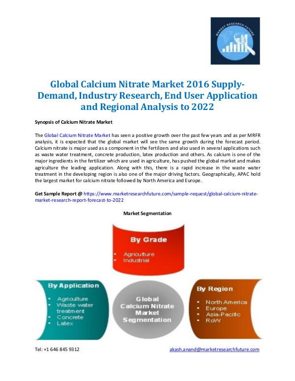 Calcium Nitrate Market Forecast to 2022